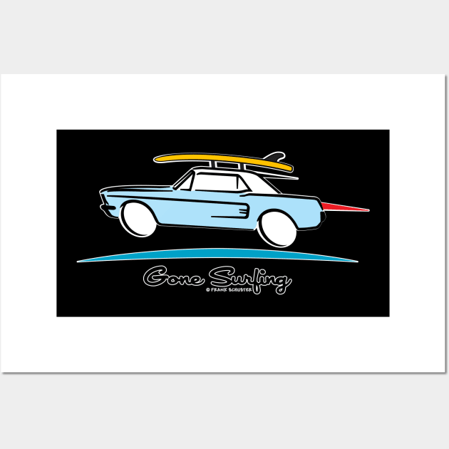 1967 Ford Mustang Hardtop Gone Surfing Wall Art by PauHanaDesign